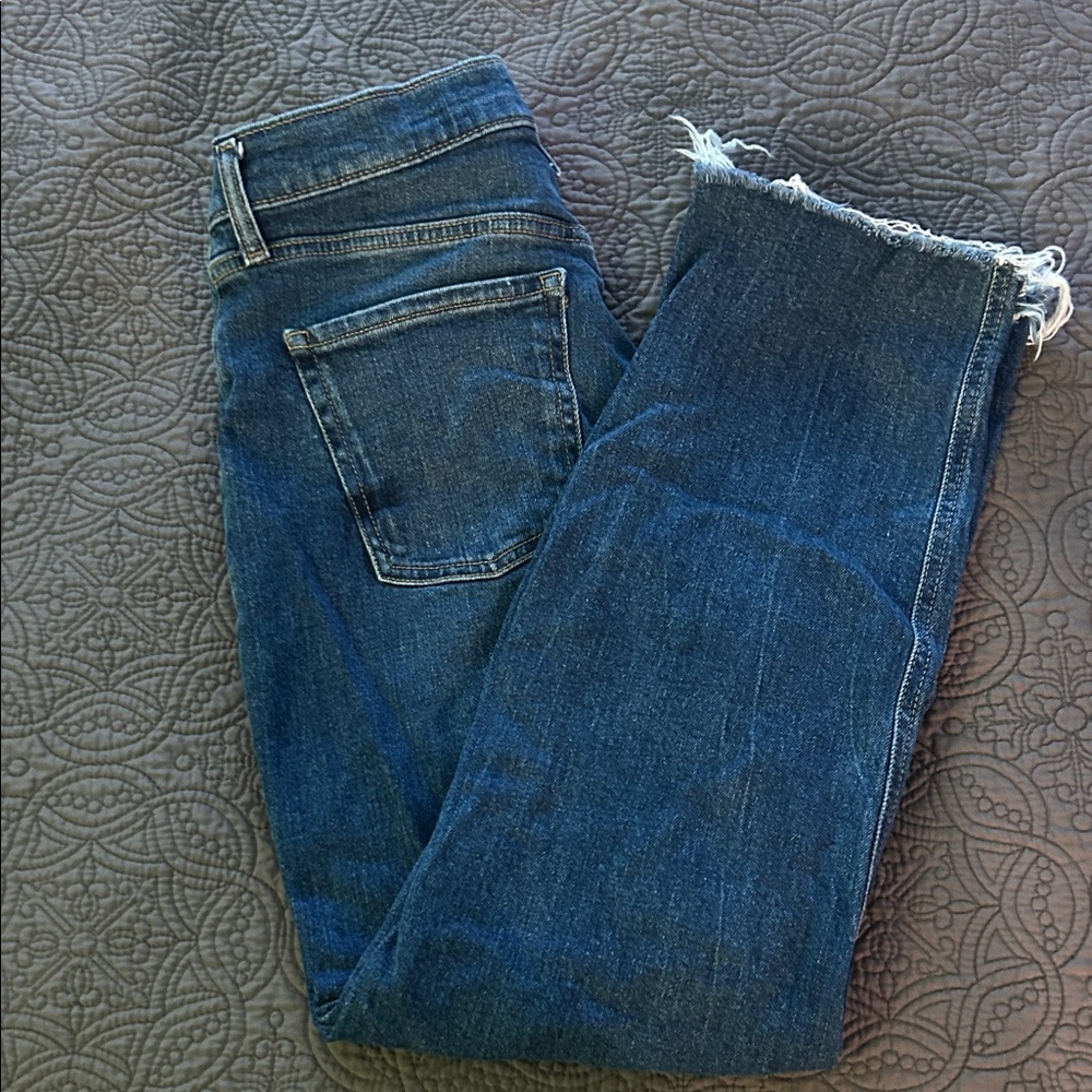 Old Navy Women's Dark Blue Extra High-Rise Straight Leg Jeans